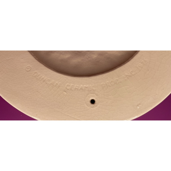 Vintage 1970s Duncan Ceramic Cameo Syle Portrait of Lady in Hat and Dog - Picture 10 of 11